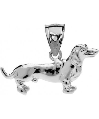 Solid Sterling Silver Dachshund Charm Pendant Necklace 18.0 Inches $13.94 Necklaces