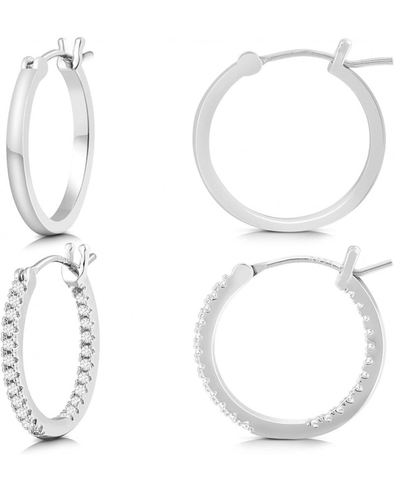 Hoop Earrings for Women, 14K Gold Plated Hoops with 925 Sterling Silver Post 20MM White Gold $11.12 Earrings