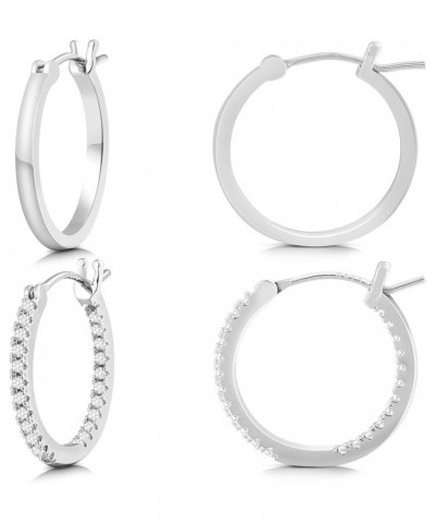 Hoop Earrings for Women, 14K Gold Plated Hoops with 925 Sterling Silver Post 20MM White Gold $11.12 Earrings