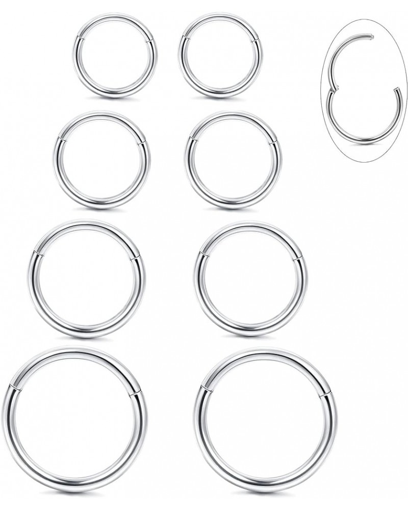 8Pcs G23 Titanium Hinged Clicker Segment Nose Rings Hoop Septum Nose Lip Ring Hoop for Women Men Helix Cartilage Daith Tragus...