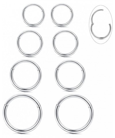 8Pcs G23 Titanium Hinged Clicker Segment Nose Rings Hoop Septum Nose Lip Ring Hoop for Women Men Helix Cartilage Daith Tragus...