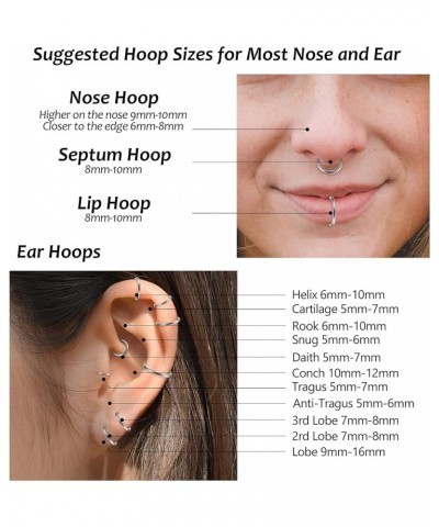 8Pcs G23 Titanium Hinged Clicker Segment Nose Rings Hoop Septum Nose Lip Ring Hoop for Women Men Helix Cartilage Daith Tragus...