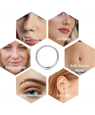 8Pcs G23 Titanium Hinged Clicker Segment Nose Rings Hoop Septum Nose Lip Ring Hoop for Women Men Helix Cartilage Daith Tragus...