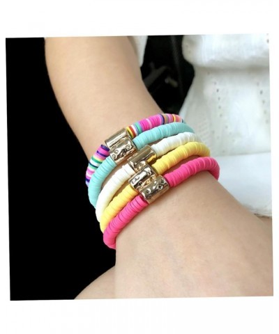 3pcs clay bracelet polymer clay bangles bracelets polymer bangles Beaded Bracelet beach bracelet heishi Rosy 18X0.6cm $6.30 B...