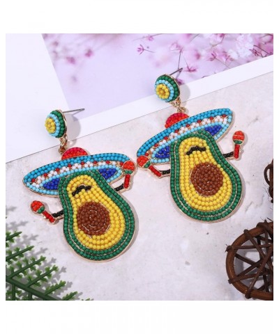 Cinco De Mayo Earrings for Women Handmade Beaded Sombrero Fiesta Drop Dangle Earrings Fun Mexican Party Jewelry Taco Bachelor...