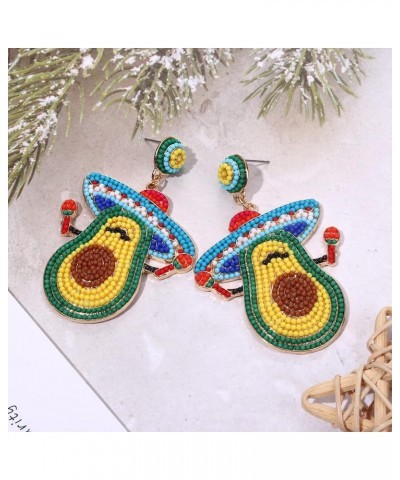 Cinco De Mayo Earrings for Women Handmade Beaded Sombrero Fiesta Drop Dangle Earrings Fun Mexican Party Jewelry Taco Bachelor...