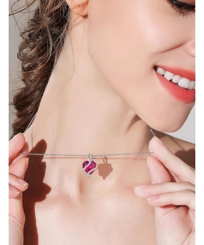 Women's Heart Necklace 925 Sterling Silver Twisted Pendant 12MM Birthstone Jewelry Gift 07-ruby-July $30.55 Necklaces