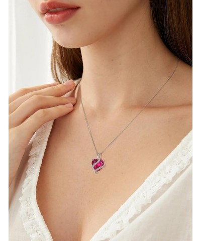 Women's Heart Necklace 925 Sterling Silver Twisted Pendant 12MM Birthstone Jewelry Gift 07-ruby-July $30.55 Necklaces