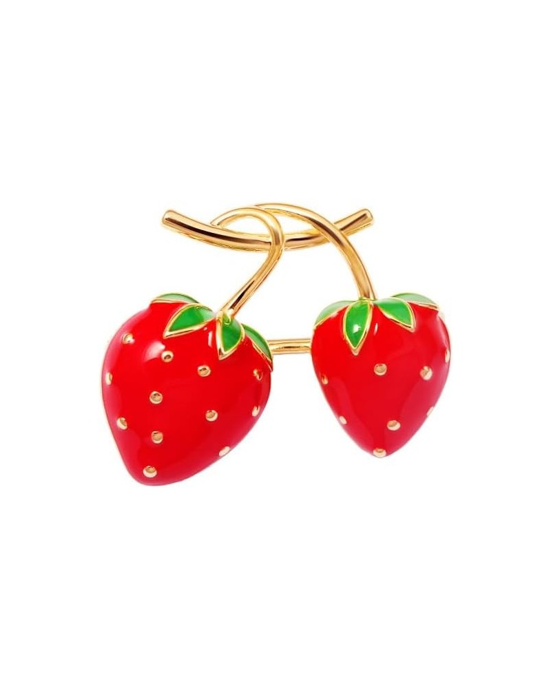 Enamel Fruit Strawberry Brooch Pin,Cute Strawberry lychee Lapel Pin Suit Pin Badge Backpack Hat Clothes Bag Decoration Access...