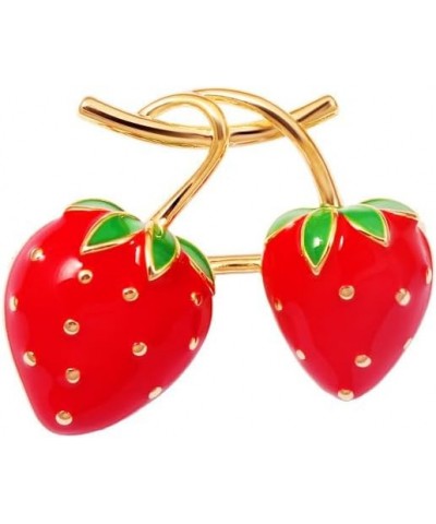 Enamel Fruit Strawberry Brooch Pin,Cute Strawberry lychee Lapel Pin Suit Pin Badge Backpack Hat Clothes Bag Decoration Access...