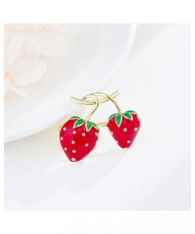 Enamel Fruit Strawberry Brooch Pin,Cute Strawberry lychee Lapel Pin Suit Pin Badge Backpack Hat Clothes Bag Decoration Access...