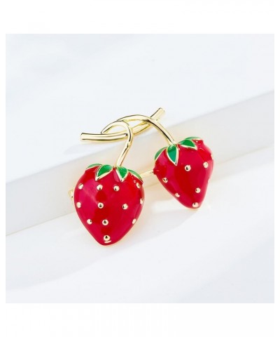 Enamel Fruit Strawberry Brooch Pin,Cute Strawberry lychee Lapel Pin Suit Pin Badge Backpack Hat Clothes Bag Decoration Access...