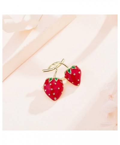 Enamel Fruit Strawberry Brooch Pin,Cute Strawberry lychee Lapel Pin Suit Pin Badge Backpack Hat Clothes Bag Decoration Access...