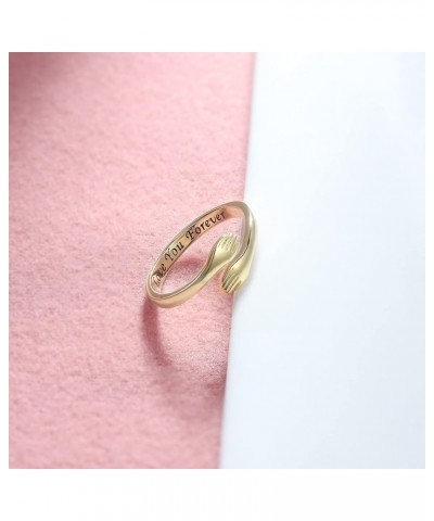 Hug Ring Sterling Silver Adjustable - White Gold/18K Gold/Rose Gold Plated Couple Hug Ring Hugging Rings for Women Mens Weddi...