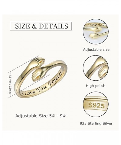 Hug Ring Sterling Silver Adjustable - White Gold/18K Gold/Rose Gold Plated Couple Hug Ring Hugging Rings for Women Mens Weddi...