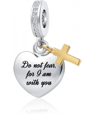 Cross Heart Charm Religious Bible Christian Dangle Bead for Women Girl Pandora Bracelets Do not Fear, for I am with You $8.39...