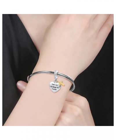 Cross Heart Charm Religious Bible Christian Dangle Bead for Women Girl Pandora Bracelets Do not Fear, for I am with You $8.39...