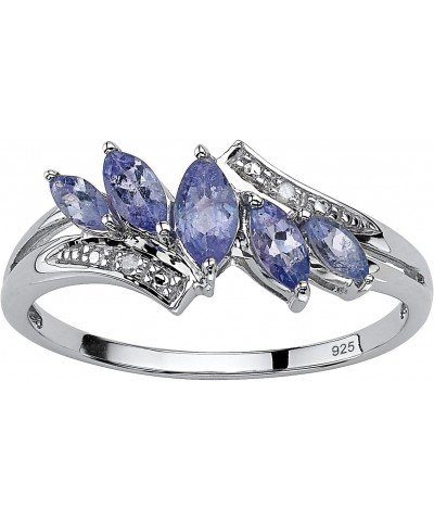 PalmBeach Platinum-plated Sterling Silver Marquise Cut Genuine Purple Tanzanite Bypass Ring Sizes 6-10 $48.30 Rings