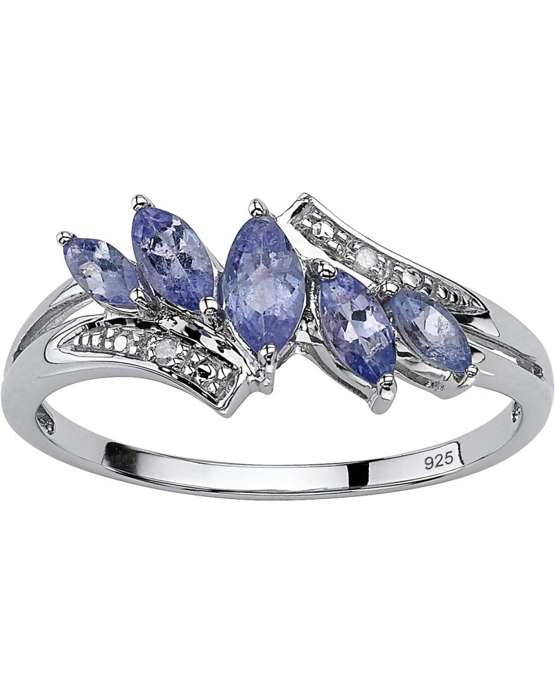 PalmBeach Platinum-plated Sterling Silver Marquise Cut Genuine Purple Tanzanite Bypass Ring Sizes 6-10 $48.30 Rings