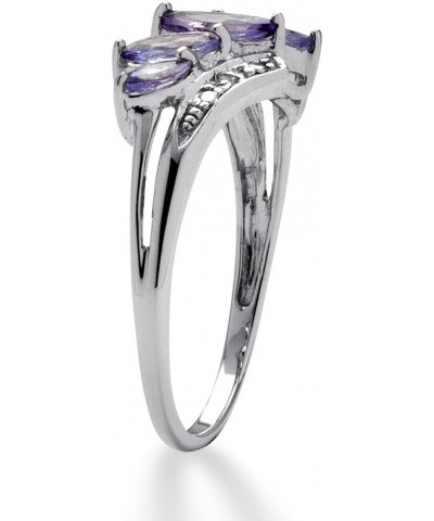 PalmBeach Platinum-plated Sterling Silver Marquise Cut Genuine Purple Tanzanite Bypass Ring Sizes 6-10 $48.30 Rings