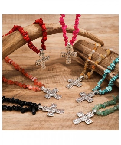 Gothic Cross Pendant Necklace With Irregular Stone Chain Unique Short Choker Necklace Jewelry Gift For Women Party, Red $6.59...