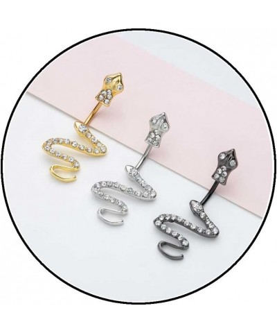 14G Belly Button Ring Navel Piercing Navel Split Snake Cobra for Women Girl Surgical Steel CZ Belly Rings 3PC Snake $6.59 Bod...