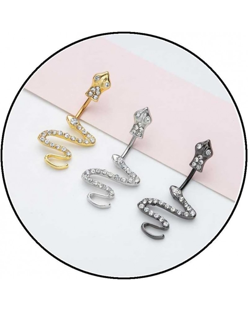 14G Belly Button Ring Navel Piercing Navel Split Snake Cobra for Women Girl Surgical Steel CZ Belly Rings 3PC Snake $6.59 Bod...