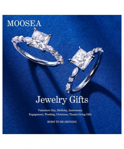 MOOSEA Princess Cut Moissanite Engagement Rings for Women, 1.5ct D Color VVS1 Clarity Lab Created Diamond Rings 14K White Gol...