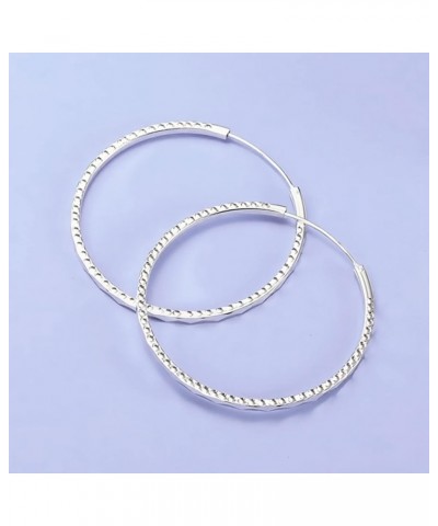 925 Sterling Silver Large Hoop Earrings for Women Gold Plated Round Lightweight Textured Hoops Earrings Jewelry Gift, Diamete...