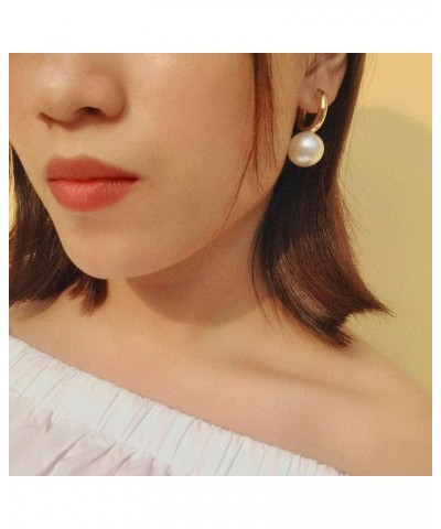 Pearl Hoop Earrings for Women Fashion Dangle Hypoallergenic Layer Earrings Drop Dangle Earrings Gifts for Women Gold $7.64 Ea...