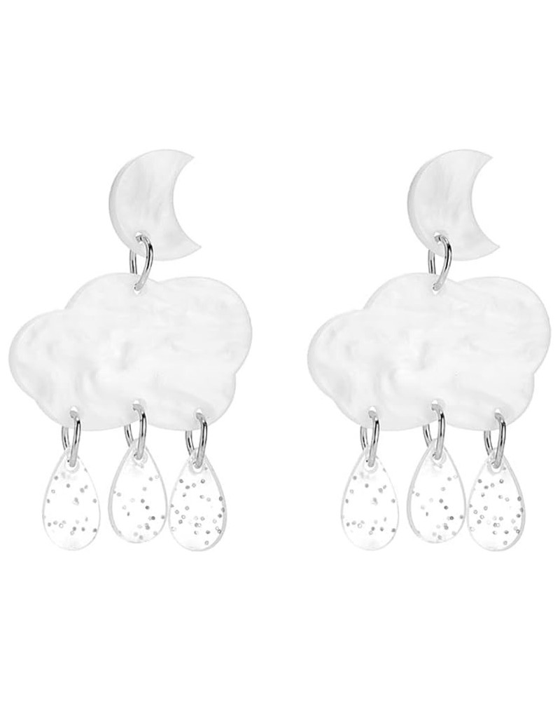 Cute Cloud Earrings Dangle for Women Crystal Zirconia Raindrop Teardrop Tassel Earrings Drop Girls Jewelry Gift 07 White $7.5...