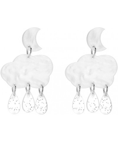 Cute Cloud Earrings Dangle for Women Crystal Zirconia Raindrop Teardrop Tassel Earrings Drop Girls Jewelry Gift 07 White $7.5...