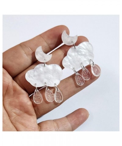 Cute Cloud Earrings Dangle for Women Crystal Zirconia Raindrop Teardrop Tassel Earrings Drop Girls Jewelry Gift 07 White $7.5...