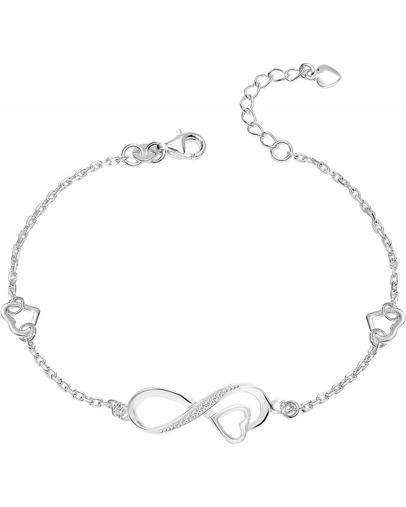 925 Sterling Silver Heart Bracelet Jewelry for Women | Lightweight Infinity Heart Link Charms Adjustable Bracelets | Valentin...