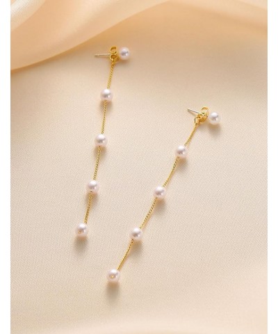 Pearl Drop Earrings for Women Girls, 14K Gold Plated Dangle Earrings with 925S Post for Wedding Elegant Tassel Pearls $8.54 E...