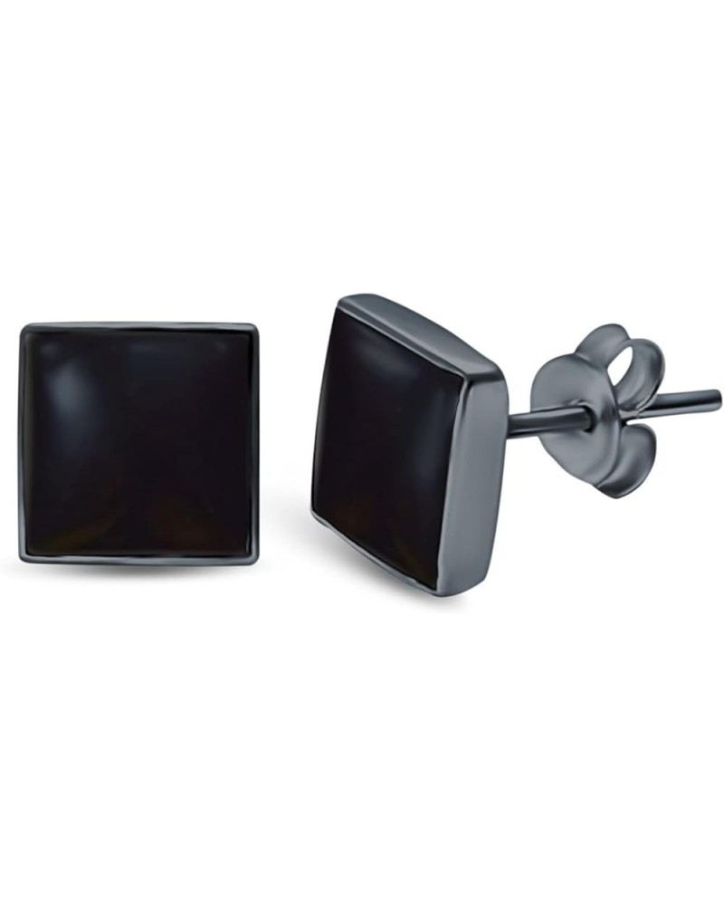 Square Shape Stud Post Tiny Earring Solid 925 Sterling Silver (5mm-8mm) Black Tone, Simulated Black Onyx 7.0 Millimeters $11....