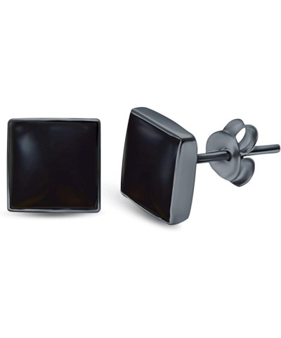 Square Shape Stud Post Tiny Earring Solid 925 Sterling Silver (5mm-8mm) Black Tone, Simulated Black Onyx 7.0 Millimeters $11....