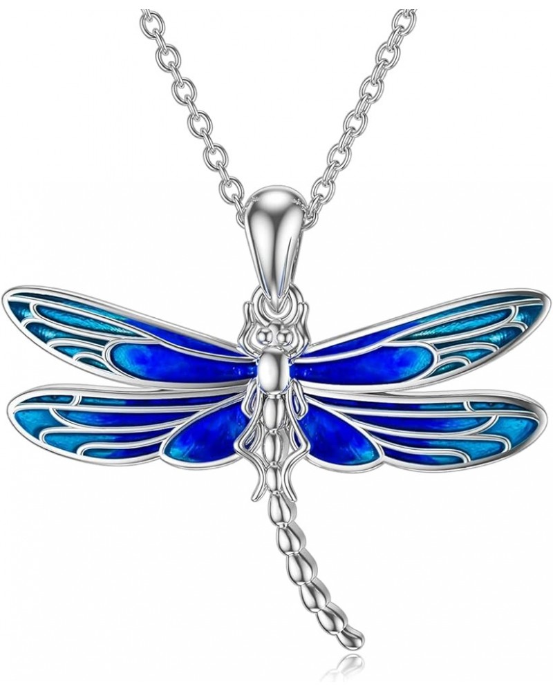 Necklaces for Women Mothers Day Gifts Blue Dragonfly Necklace for Women S925 Sterling Silver Big Pink Dragonflies Pendant for...