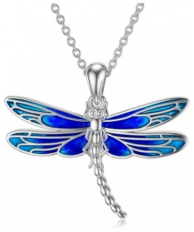 Necklaces for Women Mothers Day Gifts Blue Dragonfly Necklace for Women S925 Sterling Silver Big Pink Dragonflies Pendant for...