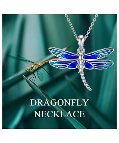 Necklaces for Women Mothers Day Gifts Blue Dragonfly Necklace for Women S925 Sterling Silver Big Pink Dragonflies Pendant for...