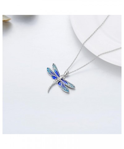 Necklaces for Women Mothers Day Gifts Blue Dragonfly Necklace for Women S925 Sterling Silver Big Pink Dragonflies Pendant for...