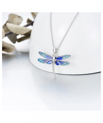 Necklaces for Women Mothers Day Gifts Blue Dragonfly Necklace for Women S925 Sterling Silver Big Pink Dragonflies Pendant for...