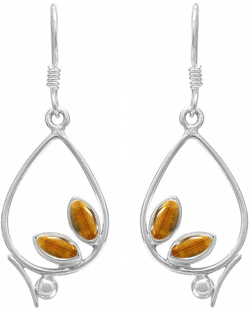 Natural Gemstones 925 Silver Overlay handmade Dangle Finish for Women Tiger Eye $9.53 Earrings