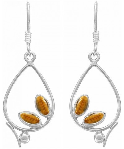 Natural Gemstones 925 Silver Overlay handmade Dangle Finish for Women Tiger Eye $9.53 Earrings