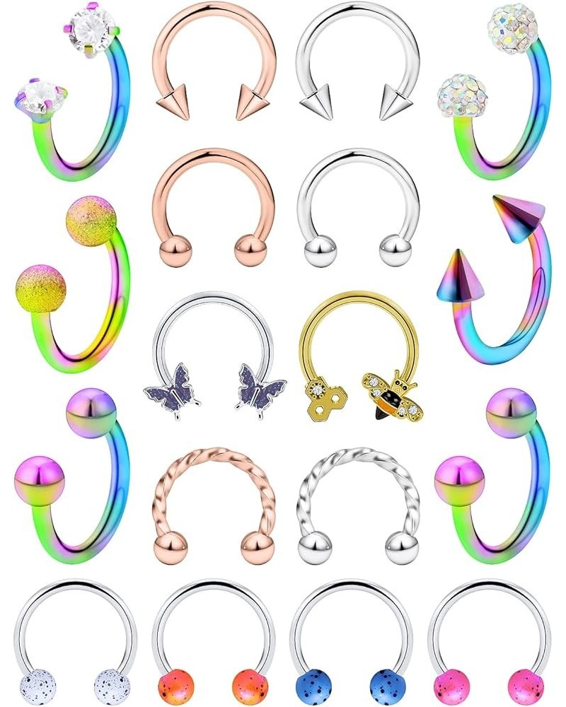 16G Surgical Steel Horseshoe Nose Septum Rings Piercing Jewelry Cartilage Helix Tragus Earring Hoop Lip Horseshoe Piercing Re...