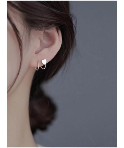 Small Double Hoop Earring for Single Piercing, Double Twist Earrings for One Hole Heart $6.62 Earrings