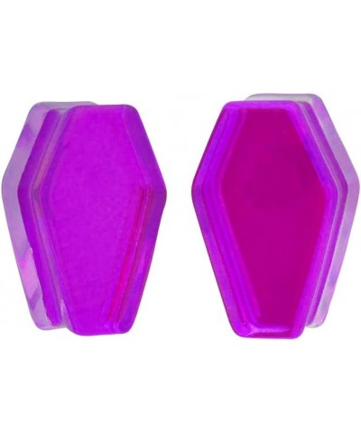 Pair of Purple/Aqua Iridescent Double Sided Coffin Shaped Double Flare Plugs (PG-551) 0g (8mm) $10.53 Body Jewelry