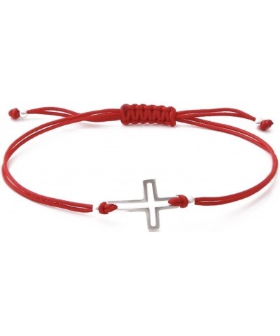 Red String Cross Sterling Silver 925 Bracelet Thread Wristband Charm Unisex Jewelry $12.70 Bracelets