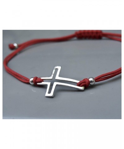 Red String Cross Sterling Silver 925 Bracelet Thread Wristband Charm Unisex Jewelry $12.70 Bracelets