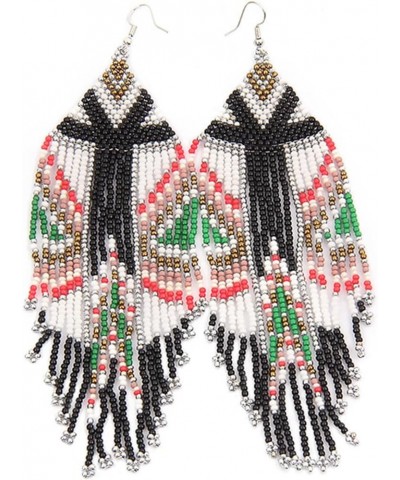 Long Beaded Tassel Earrings – Big Bohemian Statement Handmade Native Beaded Tassel Dangle Earrings … white black $9.87 Earrings